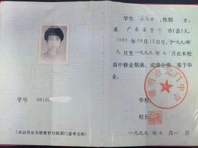 電白縣2001年高中畢業(yè)證樣本圖